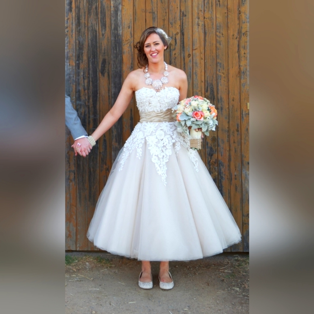Justin Alexander Tea Length Wedding dress
